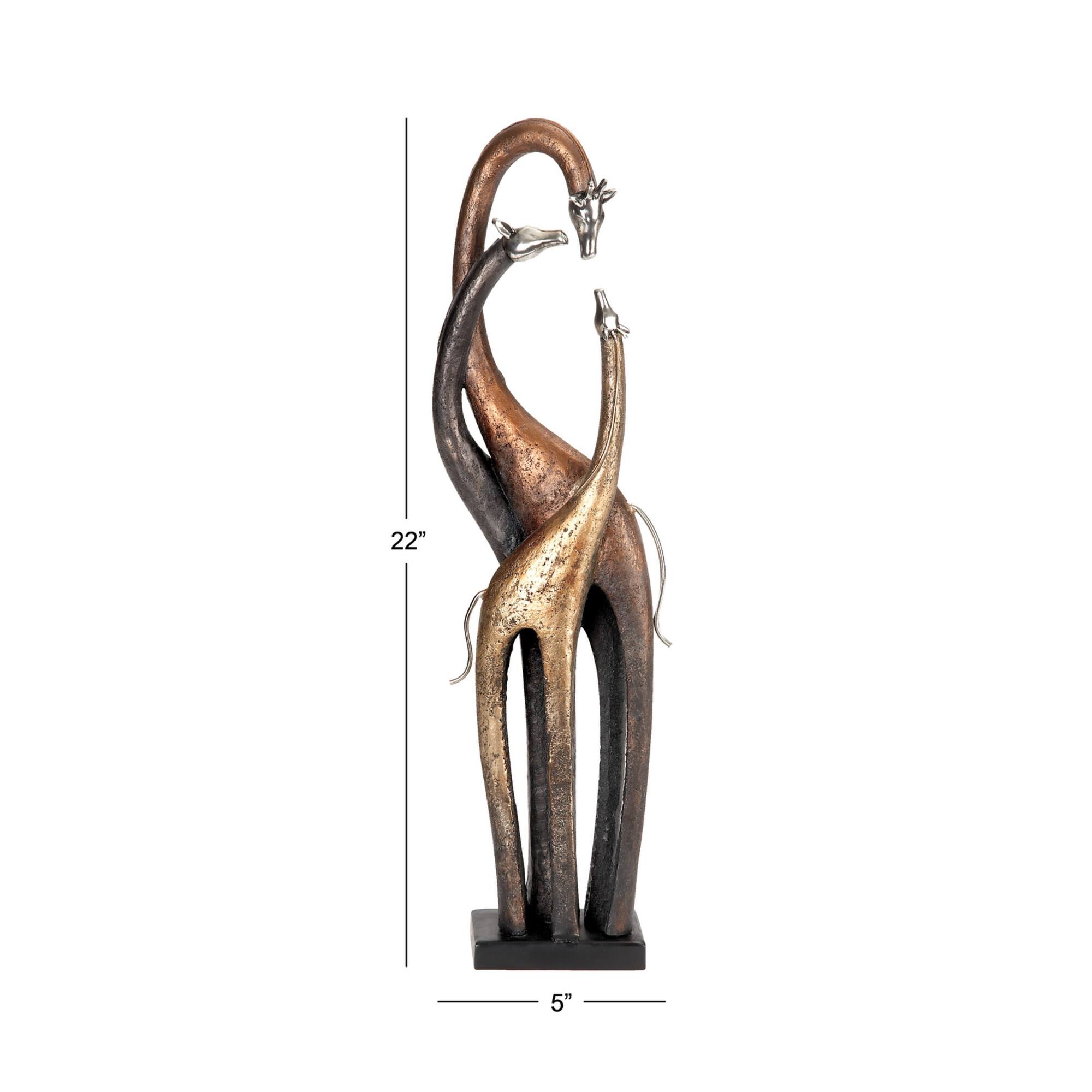22" Brass Giraffe Sculpture